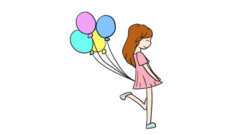 拿气球的小女孩简笔画怎么画